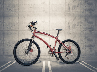 3D Rendering, Bicycle Standing Near the Wall