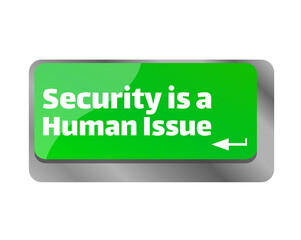 Security is a human issue . Close up of keyboard, enter computer key.