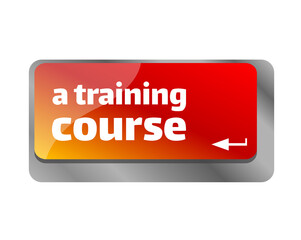 A training course . Close up of keyboard, enter computer key.
