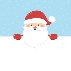 Santa Claus on empty background with snowflakes. Christmas decoration. Vector