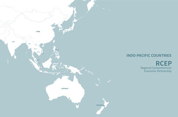 Indo-Pacific countries. RCEP countries vector map. © Tuna salmon
