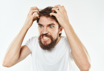 Portrait of a national man with bushy beard irritability stress Model