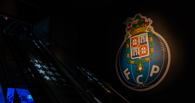 Porto, Portugal - December 18, 2016: A picture of the logo of Futebol Clube do Porto inside the FCPorto Museum.