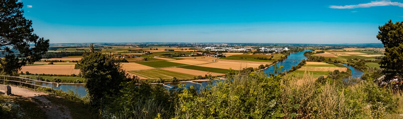 Fototapeta na wymiar High resolution stitched panorama of a beautiful view at the Bogenberg, Danube, Bavaria, Germany