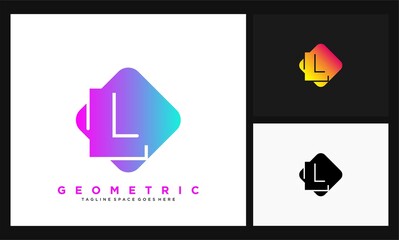 letter L simple square with gradient color logo