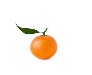 orange with leaf isolated on white