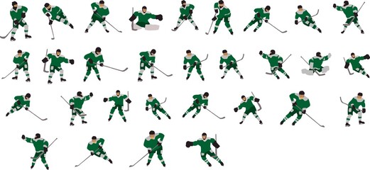 Hockey player. Ice hockey players silhouette and sport icon