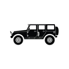 Illustration jeep car automotive silhouette logo design - obrazy, fototapety, plakaty