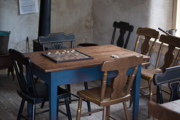Checkers set on the table