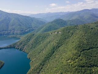 Naklejka na ściany i meble Aerial view of Vacha Reservoir, Bulgaria
