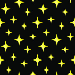 Vector seamless pattern of golden stars isolated on black background