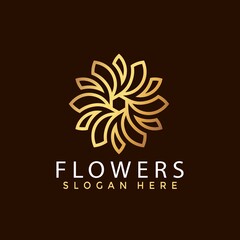Gold Royal Flower Luxury logo Design vector illustration