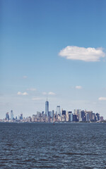 Retro toned picture of New York City Skyline, USA.