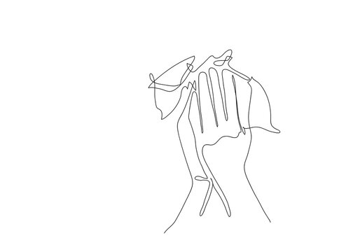 recommend clip art: One continuous line drawing  cough woman.
