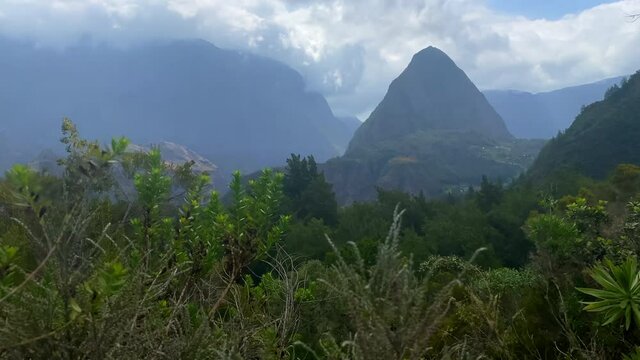 View of the Piton Cabris, a mountain peak in the Cirque de Mafate, a caldera on R&eacute;union Island