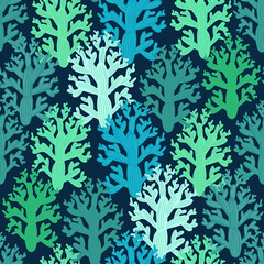 Vector colorful abstract seamless pattern design illustration with decorative tree branches