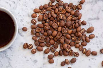 flat lay of coffee beans