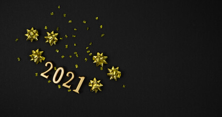 Christmas bows for decoration with numbers 2021. New Year.