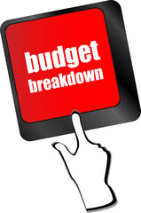 budget breakdown words on computer pc keyboard