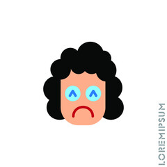 Depressed, sad, stressed emoji girl, woman icon vector, emotion, sad symbol. Modern flat symbol web and mobil apps. Sad Emoticon Icon Vector Illustration. Style. color on white background