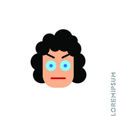 Confused Thinking Emoticon girl, woman Icon Vector Illustration. Style. Whatever Face Emoticon Icon Vector Illustration. Angry icon vector. color on white background