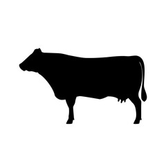 Cow silhouette icon. The Best Beef Cattle Breeds. Farm animals. Vector Illustration.