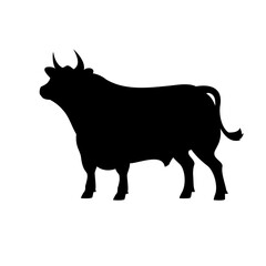 Bull silhouette icon. The Best Beef Cattle Breeds. Farm animals. Vector Illustration.