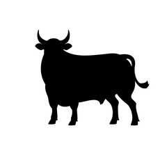 Bull silhouette icon. The Best Beef Cattle Breeds. Farm animals. Vector Illustration.