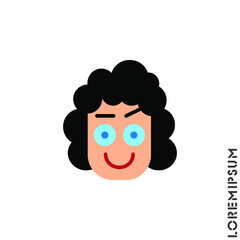 Big Smile contented smile with raised eyebrow Emoticon girl, woman Icon Vector Illustration. Style. Laughing, emotion icon. Fun, face vector. Humor, smile, positive symbol. color on white background