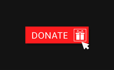 Red Donate button with present icon