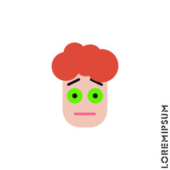 cute emoticon sticker color boy, man icon, vector illustration. Embarrassed Shy Blushing Face Emoticon Icon Vector Illustration