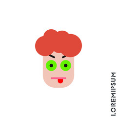 Mocking teasing and angry boy, man icon. showing tongue and frowning eyebrows Emoticon Icon Vector Illustration. color Style. 