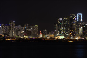 Fototapeta na wymiar city skyline at night miami