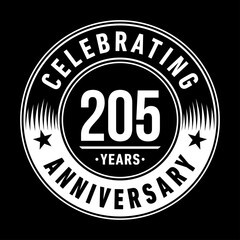 Fototapeta premium 205 years anniversary logo template. Vector and illustration. 