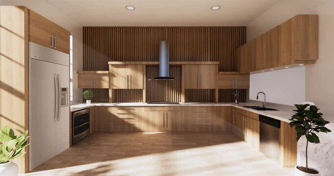 Kitchen room japanese style.3D rendering