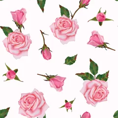 Fotobehang Rozen Naadloze patroon met roze rozen. Achtergrond voor trouwkaarten, Valentijnsdag en moederdag