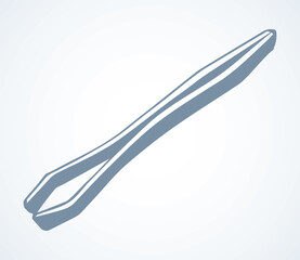 Metal tweezers. Vector drawing icon