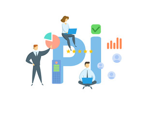 PI, Professional Indemnity. Concept with keywords, people and icons. Flat vector illustration. Isolated on white background.