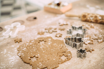 Soft focus. Cooking gingerbread cookies.