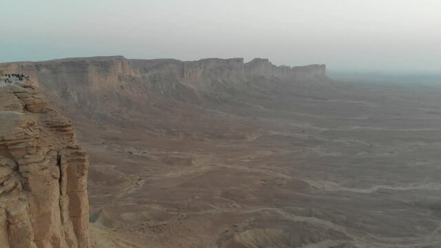 Tourists visit The Edge of the World near Riyadh, Saudi Arabia