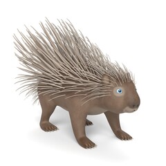 3D Illustration of a Cartoon Porcupine 