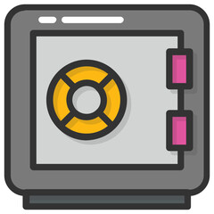 Fototapeta premium A bank vault used to keep things safe, flat icon 