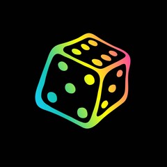 Game cub for board game in rainbow colors isolated on white background. The concept of fun table game, home comfort, cozy mood, free time, fun and holyday weekend, freelance.