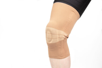 bandage for fixing the injured knee of the leg. medicine and sports. limb injury treatment