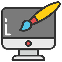 
A flat design icon of computer screen , concept of web designing 
