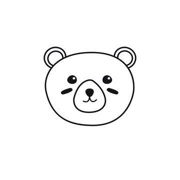 Vector flat cartoon hand drawn doodle bear face isolated on white background