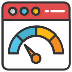 
Interface of speed check meter in flat design icon
