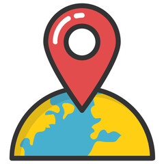 
A navigation pointer with globe concept of gps service flat icon
