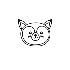 Vector hand drawn doodle fox face isolated on white background