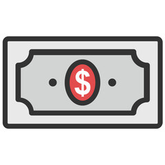 
A dollar banknote or currency flat vector icon

